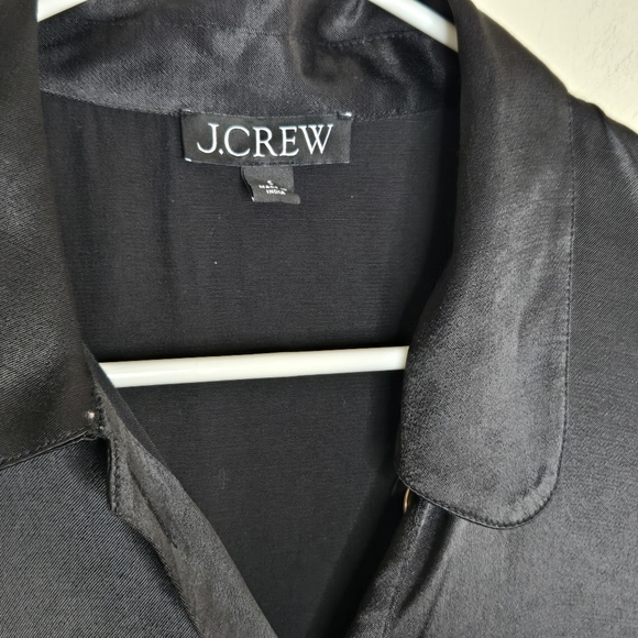 J CREW Black Lady Jacket In Luster Crepe Women's Jacket Gold Tone Button Down - Picture 6 of 12